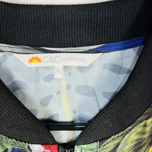 C&C California anthropologie Top large Red Floral Shacket Jacket Full Zip Pocket - Picture 2 of 8